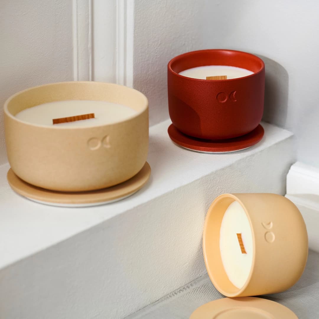 Blühende Keramikkerze - Amber - 440g