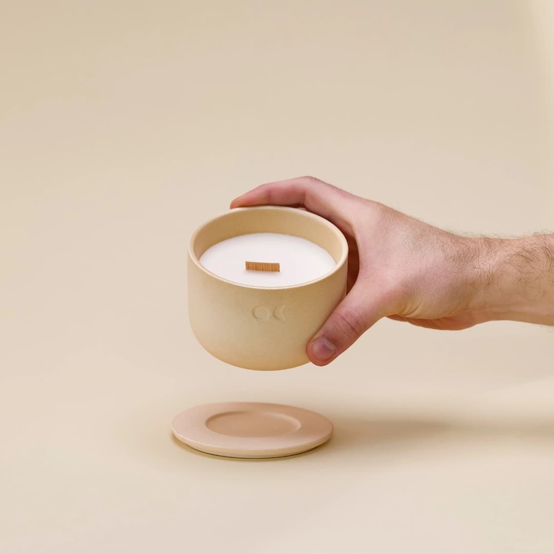 Blühende Keramikkerze - Amber - 220g