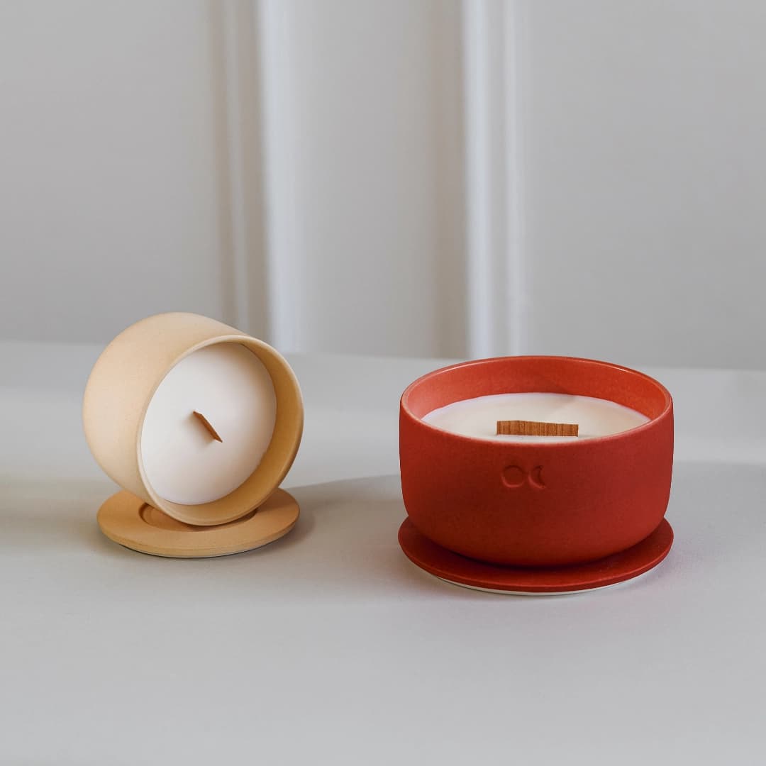 Blühende Keramikkerze - Amber - 220g