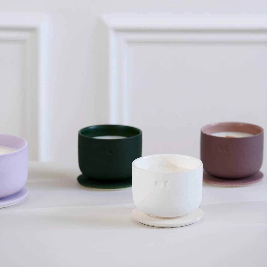 Blühende Keramikkerze - Wacholder Lavendel - 220g