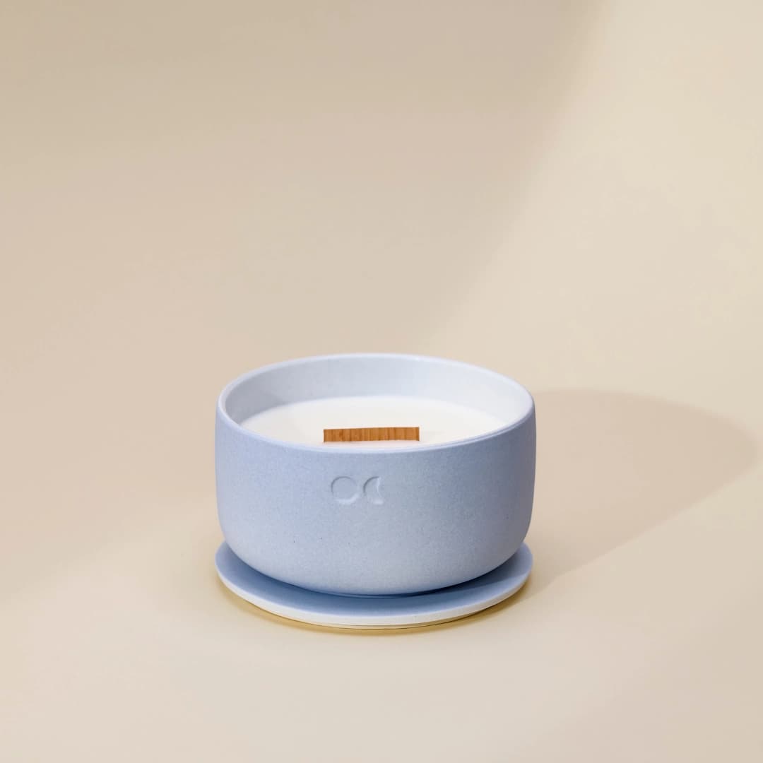 Blühende Keramikkerze - Zitronengras Bergamotte - 440g