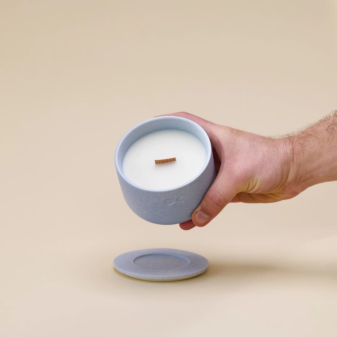 Blühende Keramikkerze - Zitronengras Bergamotte - 220g