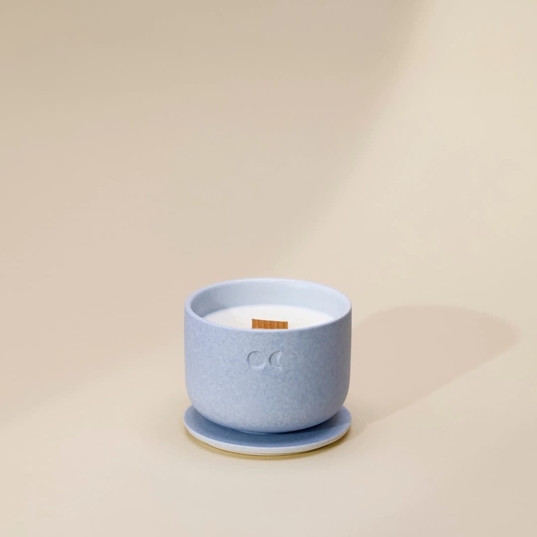 Blühende Keramikkerze - Zitronengras Bergamotte - 220g