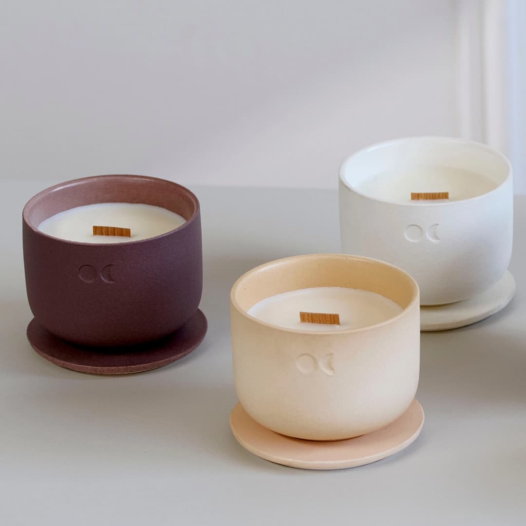 Blühende Keramikkerze - Limette Basilikum und Zitrusfrüchte - 220g