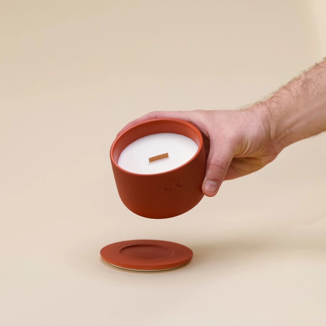 Blühende Keramikkerze - Sandelholz - 220g