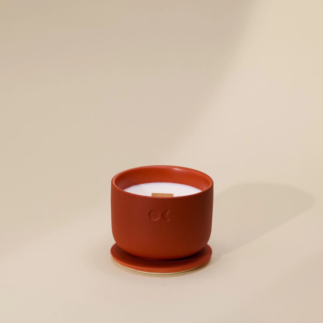 Blühende Keramikkerze - Sandelholz - 220g